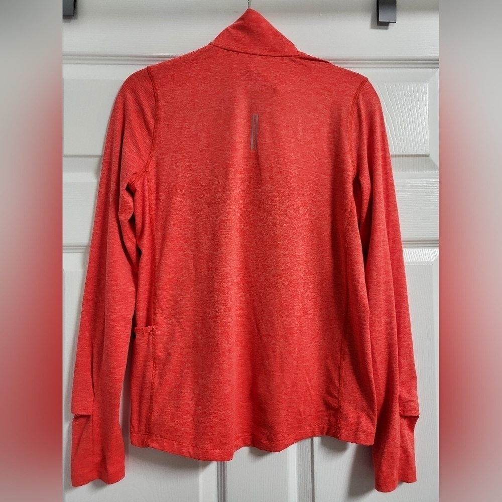 Nike Womens Tangerine Orange Fitted Long Sleeve Running 1/4 Zip Shirt Size XS - Picture 6 of 6